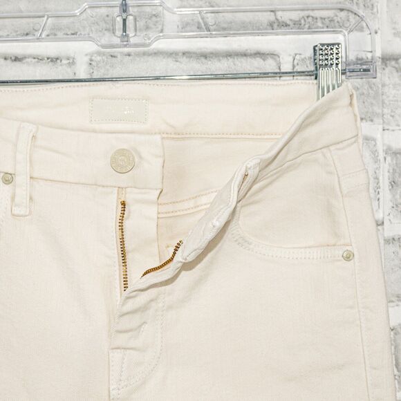 MOTHER Denim the Looker Ankle Fray Jeans Beige Mariposa light sz 25 - Picture 6 of 12